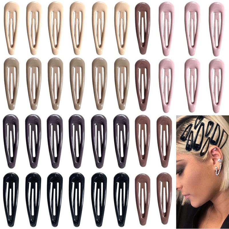 36 PCS 2 Inch Metal Snap Hair Clips Water Drop No Slip Hair Clips for Women  GirlsStrong Hold Matte Hair Clips for Thick Hair  Thin HairHair Barrettes for WomenMetal Snap Hair Clips Accessories