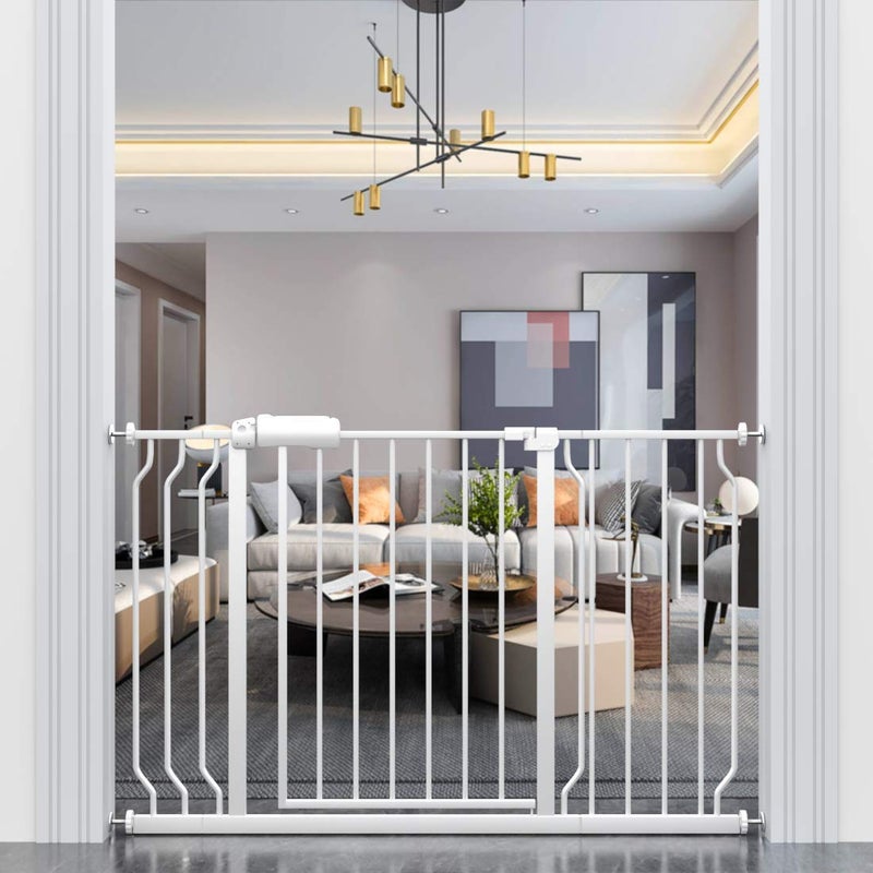ALLAIBB Extra Wide Pressure Mounted Baby Gate Walk Through Child Kids Safety Toddler Tension White Long Large Pet Dog Gates with Extension for doorways Kitchen 48035276122134cm