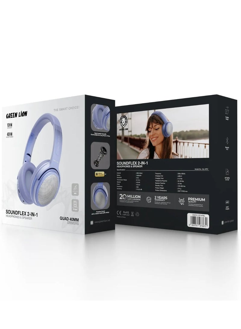 GREEN LION SOUNDFLEX 2-in-1 Headphones and Speaker / Wireless on Ear Headphones / Headphone Playtime: 30-40 Hrs / Speaker Playtime: 10 Hrs / Pure Bass / Foldable Design - Blue - Image 3