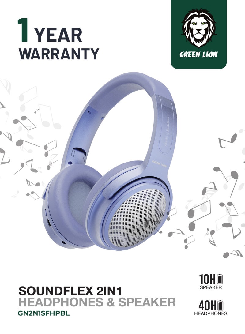 GREEN LION SOUNDFLEX 2-in-1 Headphones and Speaker / Wireless on Ear Headphones / Headphone Playtime: 30-40 Hrs / Speaker Playtime: 10 Hrs / Pure Bass / Foldable Design - Blue - Image 1