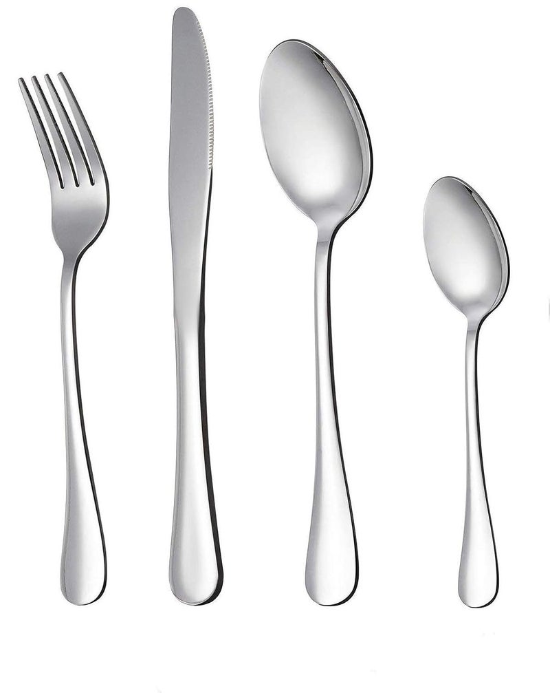 OLRADA Olrada Food Grade 2mm 24 Piece Stainless Steel Cutlery Set Contains 6 Desert Spoons6 Desert Fork 6 Master Spoons 6 Knives Silver - Image 1
