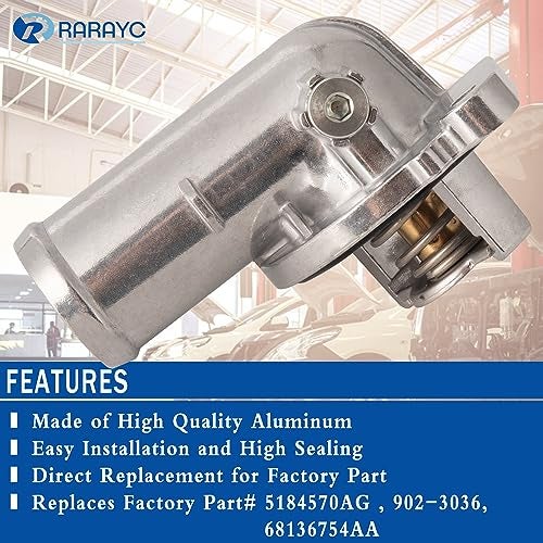 RARAYC 902-3036 Aluminu Engine Coolant Thermostat Housing Assembly Replacement for |2011-2021 Chrysler 200 Town & Country Dodge Avenger Journey Ram C/V ProMaster 1500 2500 3500 Cherokee| - Image 3
