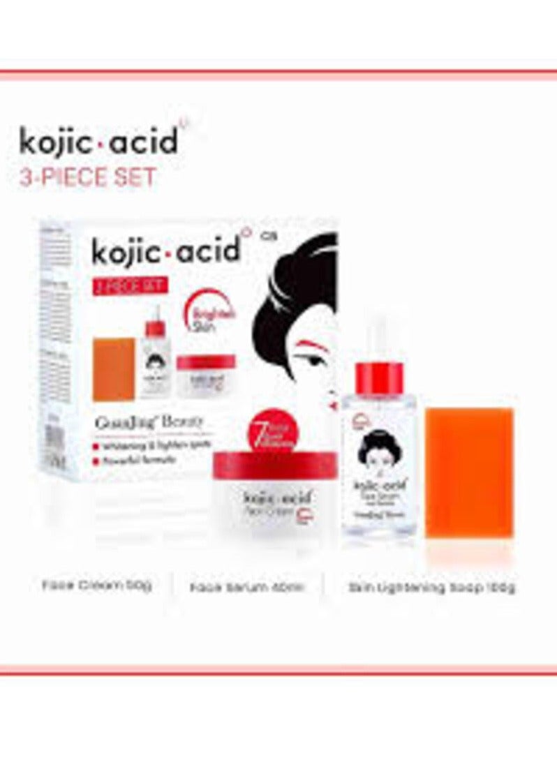 KOJIC ACID skin lightening lightening set (kojic acid soap-serum - deep moisturizing cream) - Image 1