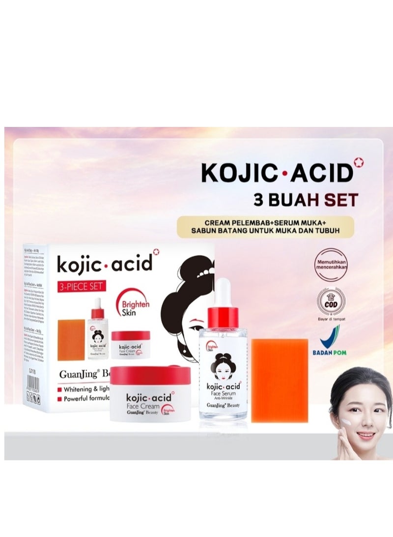 KOJIC ACID skin lightening lightening set (kojic acid soap-serum - deep moisturizing cream) - Image 2