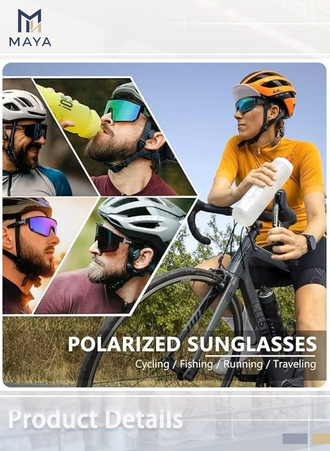 Maya Polarized Sports Sunglasses for Men，UV400 Protection Mountain Bike Sun Glasses Big Frame Goggles - Image 5