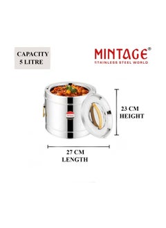 Mintage Sambar Pot Stainless Steel 5 Liters | Sambar Pot with Lid | Casserole for Cooking | Casserole with Side Handles | Canteen & Hotel Casserole Container | Biryani Box Puff Insulated Hot & Cold - pzsku/Z8195A22FB43959C927F1Z/45/_/1729002528/56fd2ba9-a73f-4514-9884-24eec530ed35