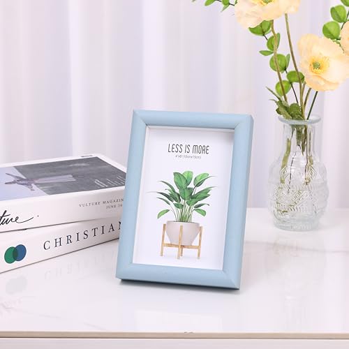 HOME ELEMENTS 1 Pc Wooden Photo Frame With Glass for Table, Floating Design Frame, Tabletop Picture Frames for Living Room, Table Decor, Home Decor, Office Desk, Premium Gifting - Light Blue (4" x 6") - Image 1