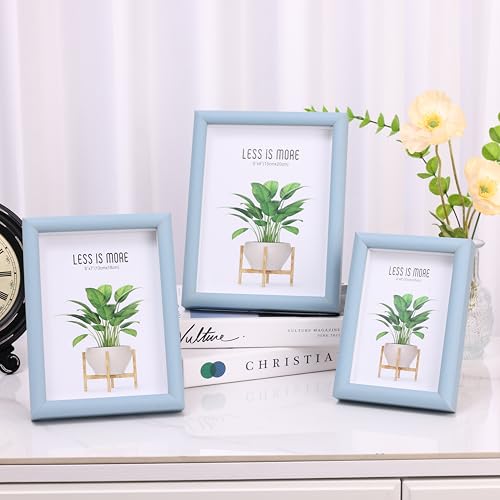 HOME ELEMENTS 1 Pc Wooden Photo Frame With Glass for Table, Floating Design Frame, Tabletop Picture Frames for Living Room, Table Decor, Home Decor, Office Desk, Premium Gifting - Light Blue (4" x 6") - Image 2