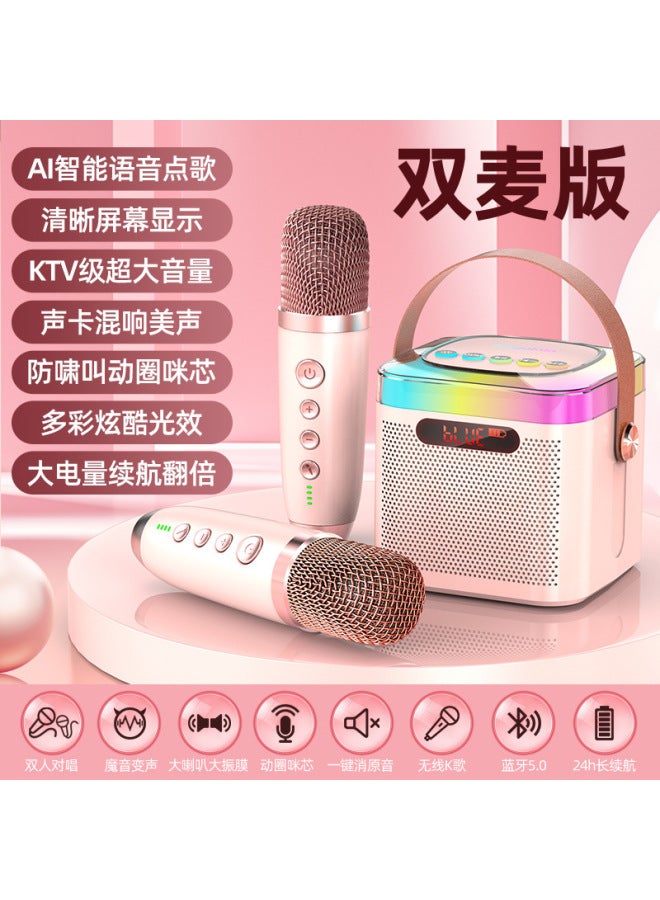 ميكروفون صوتي متكامل للمنزل، حقيبة محمولة، ميكروفون مع سماعة بلوتوث لاسلكي عالمي، كاريوكي للأطفال والعائلة، KTV - Image 1