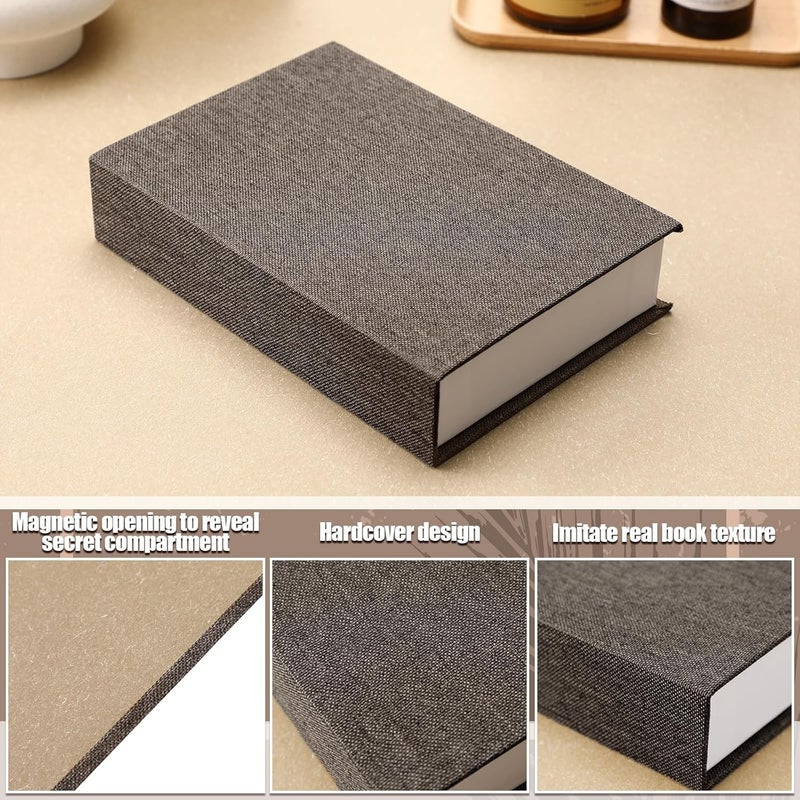 Tioncy 3 Pcs Fake Book Box Neutral Linen Book Box Decorative Faux Prop Storage for Farmhouse Home Decor shelf Table Card Photo DIY Keepsake Gift(8.6 x 6.1 x 1.8 Inch,Khaki, Dark Coffee, Light Coffee) - Image 3