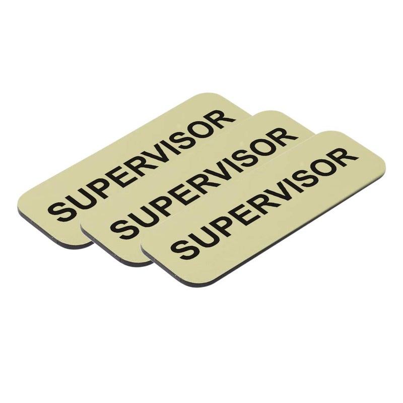 All Quality Badges Supervisor 1 x 3 Name Tag Brushed Gold 10 Pack - Image 2