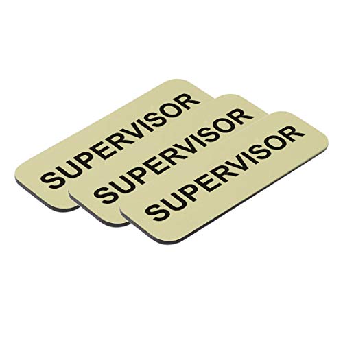 All Quality Badges Supervisor 1 x 3 Name Tag Brushed Gold 10 Pack - Image 1