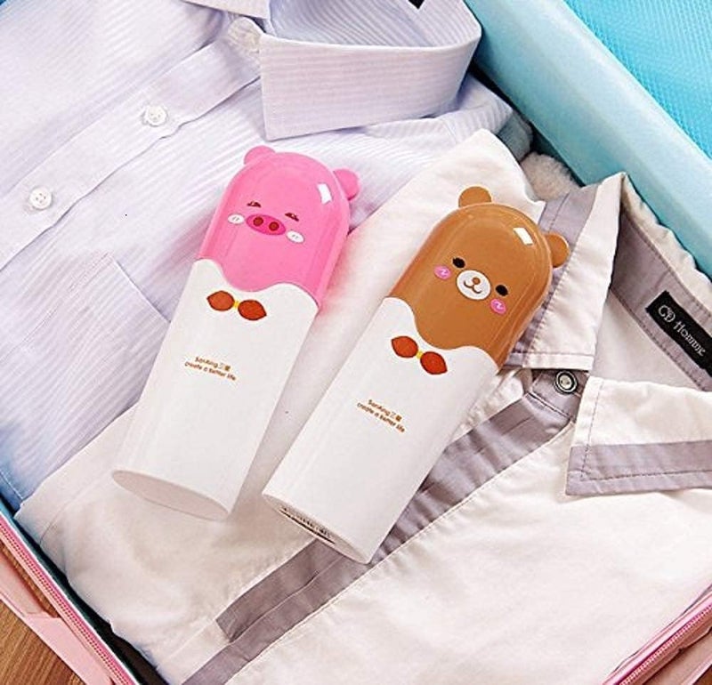 CLICKSWIFT حامل فرشاة الأسنان ومعجون الأسنان قابل للحمل بتصميم كرتوني، حامل معجون أسنان وفرشاة أسنان محمول، غطاء علبة حامل، علبة مناديل للسفر مقاومة للماء، متعددة الألوان 1 قطعة - Image 5