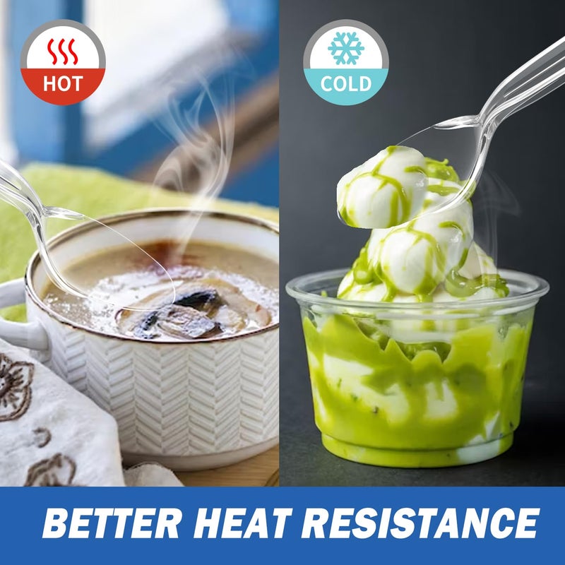 POSATE Heavy Duty Plastic Spoons - Food-Grade Disposable Material  Clear  Pack of 30 - Image 3