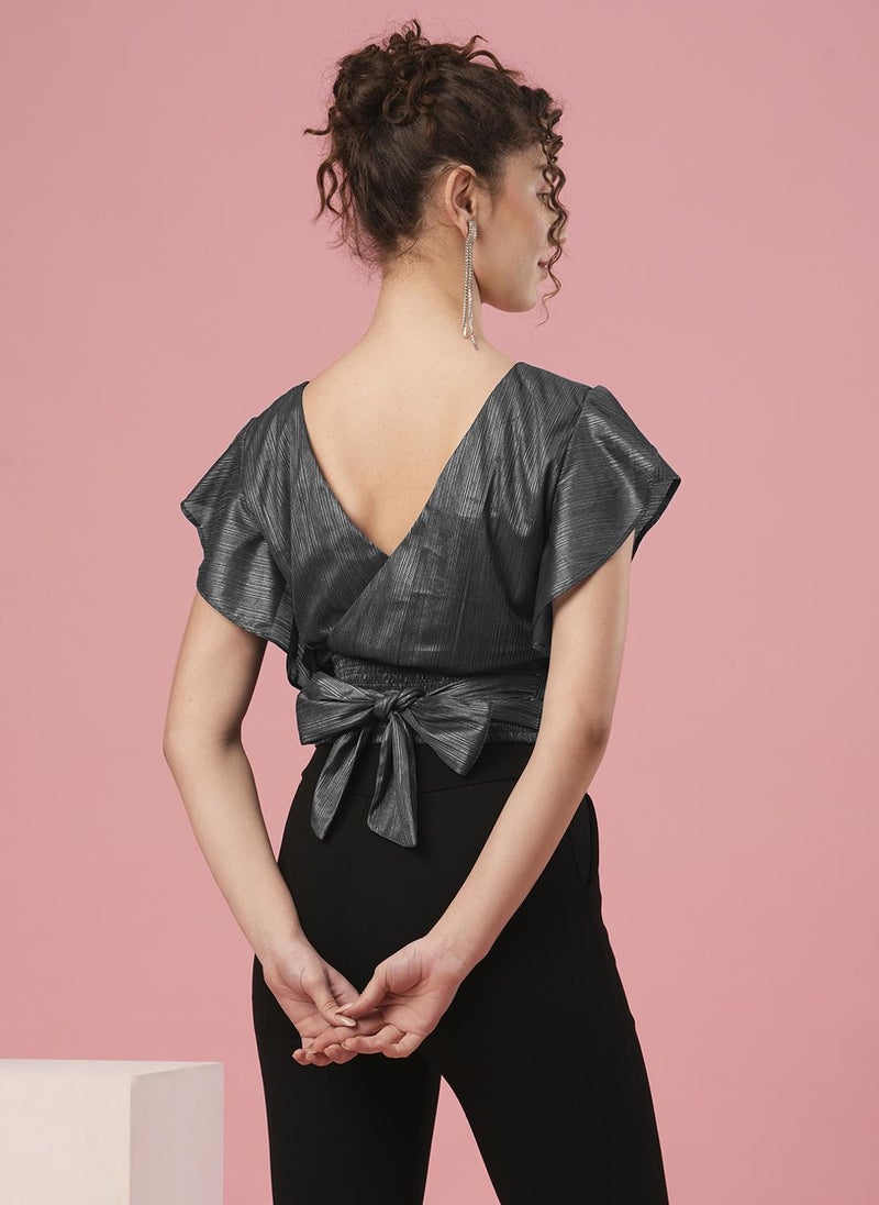 Globus Women Flutter Sleeve Wrap Party Top - Image 4