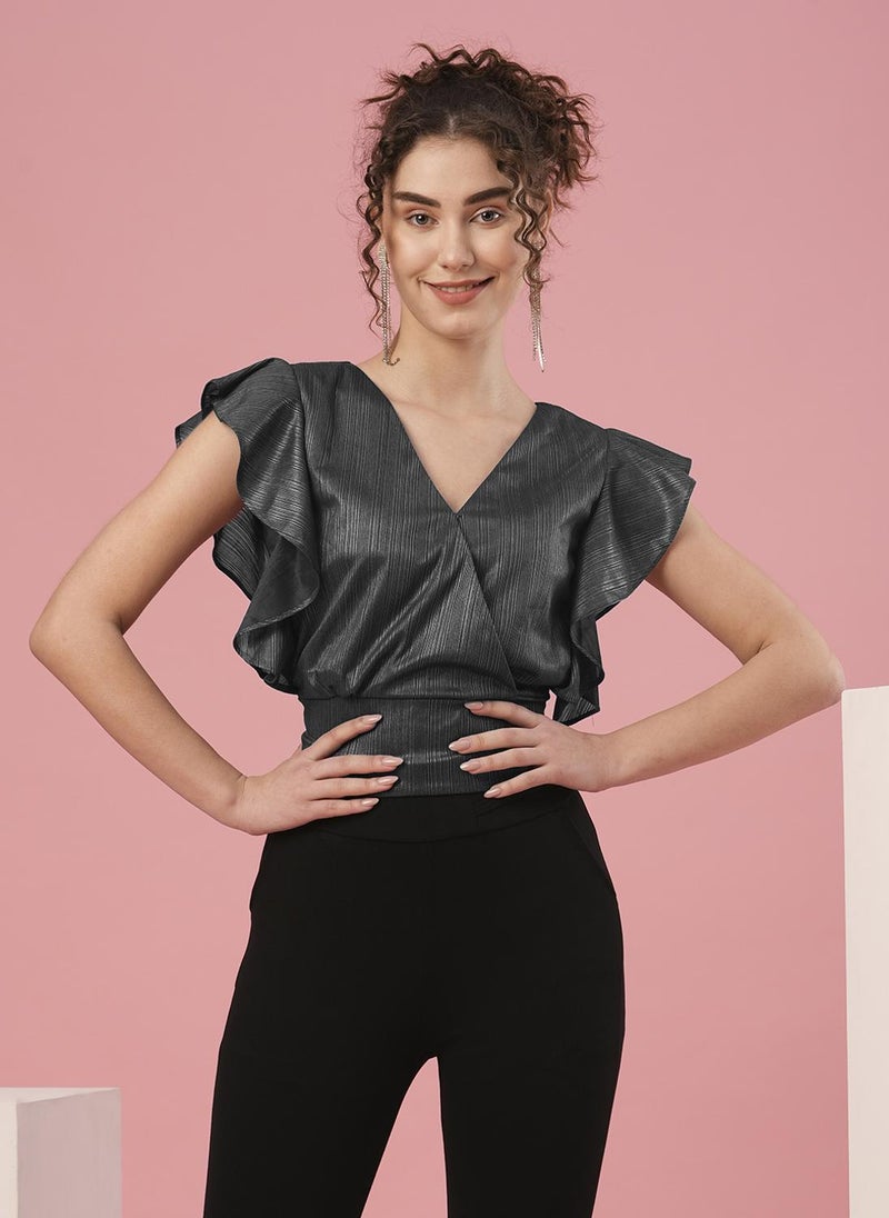Globus Women Flutter Sleeve Wrap Party Top - Image 1