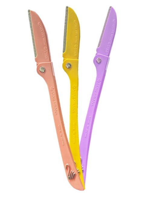 مجموعة 3 شفرات حلاقة أصلية للحواجب – شفرة وجه ناعمة للنساء – ماكينة حلاقة يابانية للجسم مع واقي أمان – شفرة لطيفة للوجه والحواجب