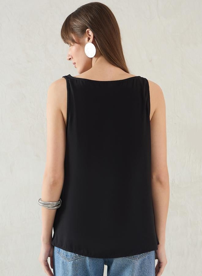 Femmella Femmella Solid Cowl Neck Sleeveless Satin Top - Image 2