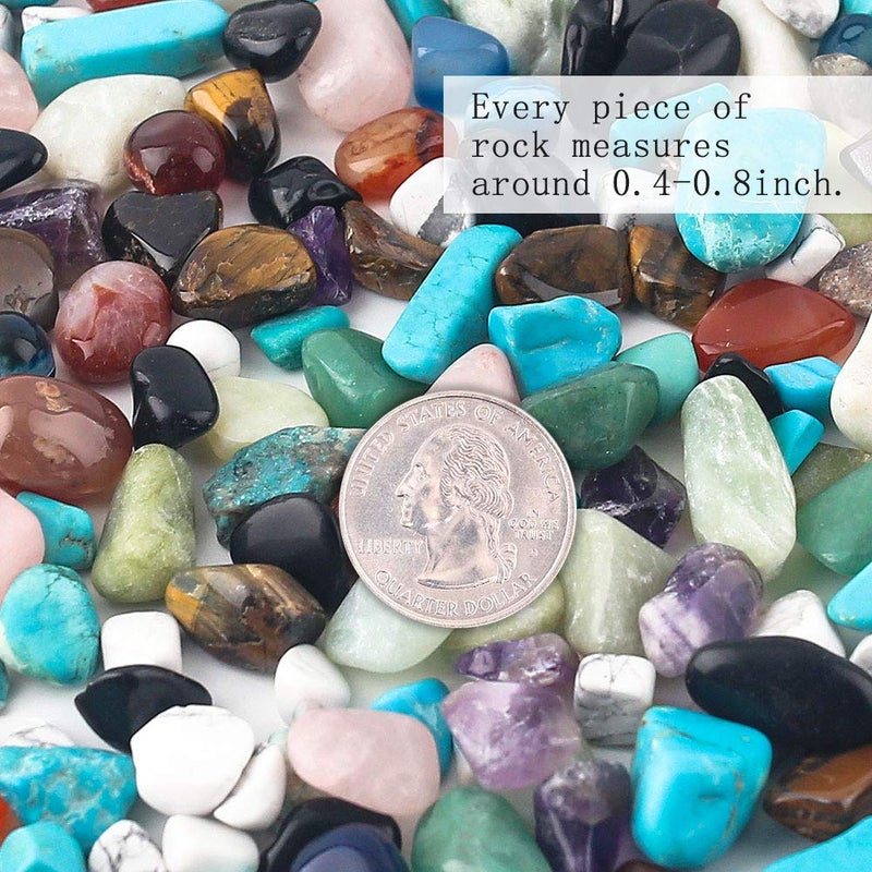 JOHOUSE Quartz Crystals, Crushed Chips Tumbled Polished Stone Beads Irregular Shaped Succulent Rocks for Plants Indoor Betta Fish Tank Gravel Vase Filler Crafts About 1lb(450g),10 Different Kinds - Image 2