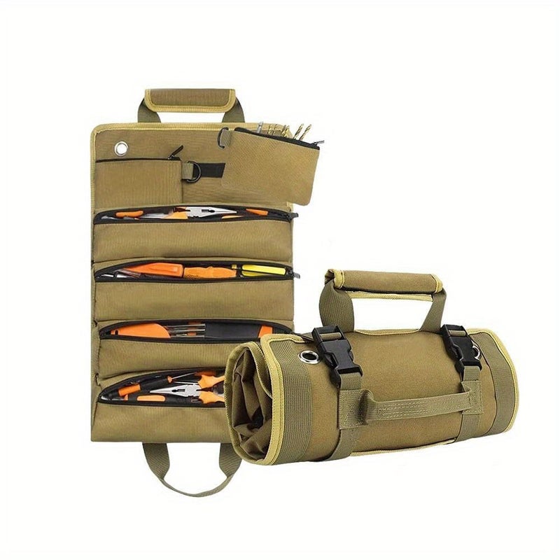 Khaki Multi Pocket Tool Organizer Pouch For Garden Electrician Carpenter Tools - Image 5