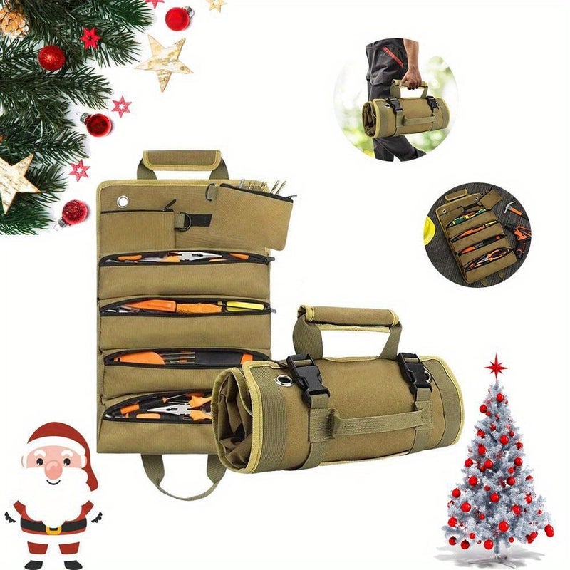 Khaki Multi Pocket Tool Organizer Pouch For Garden Electrician Carpenter Tools - Image 2