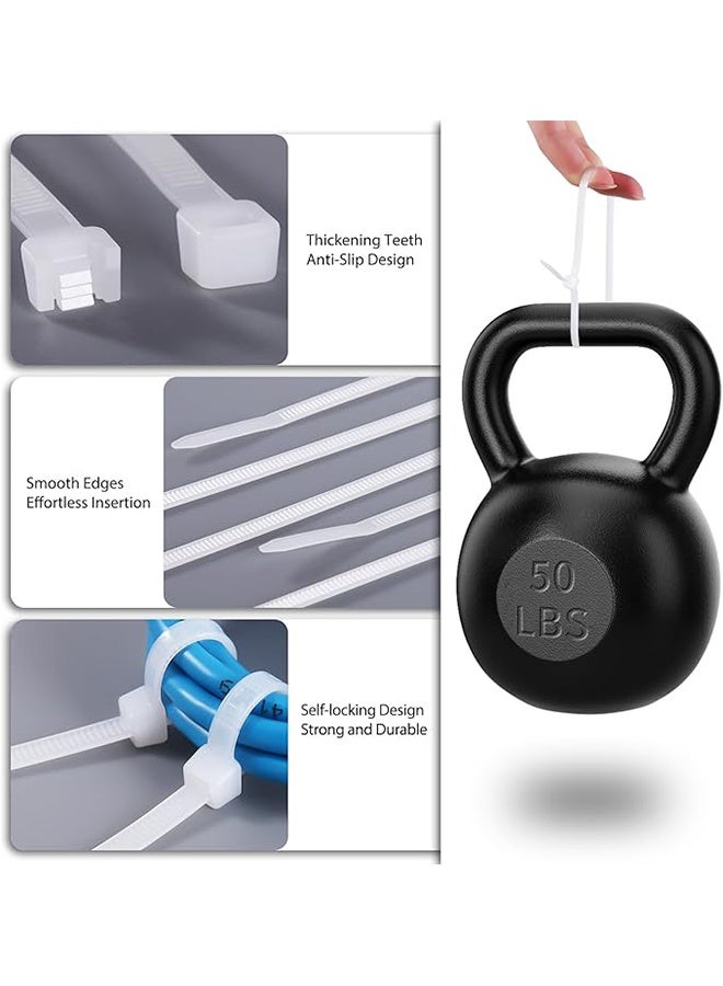 200 Pack Cable Zip Ties  White Zip Ties Heavy Tensile Strength Plastic Zip Ties for Outdoor and Indoor Multi-Purpose Cable Ties Self-Locking UV Resistant Wire Ties Wraps - Image 3