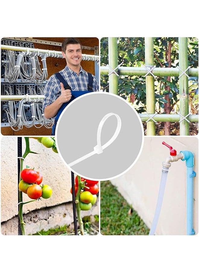 200 Pack Cable Zip Ties  White Zip Ties Heavy Tensile Strength Plastic Zip Ties for Outdoor and Indoor Multi-Purpose Cable Ties Self-Locking UV Resistant Wire Ties Wraps - Image 5