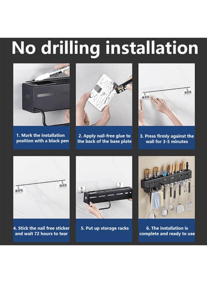 LOKIPA Stainless Steel Wall Mounted Knife Holder with Heavy Duty Adhesive Knife Strip for Wall Storage, Kitchen Knife Organizer for Spoon & Chopsticks, Space-Saving Wall Rack for Kitchen Utensils, Modern Design for Efficient Storage - Image 4