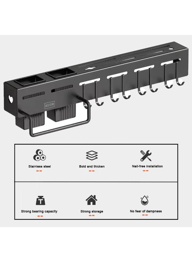 LOKIPA Stainless Steel Wall Mounted Knife Holder with Heavy Duty Adhesive Knife Strip for Wall Storage, Kitchen Knife Organizer for Spoon & Chopsticks, Space-Saving Wall Rack for Kitchen Utensils, Modern Design for Efficient Storage - Image 2