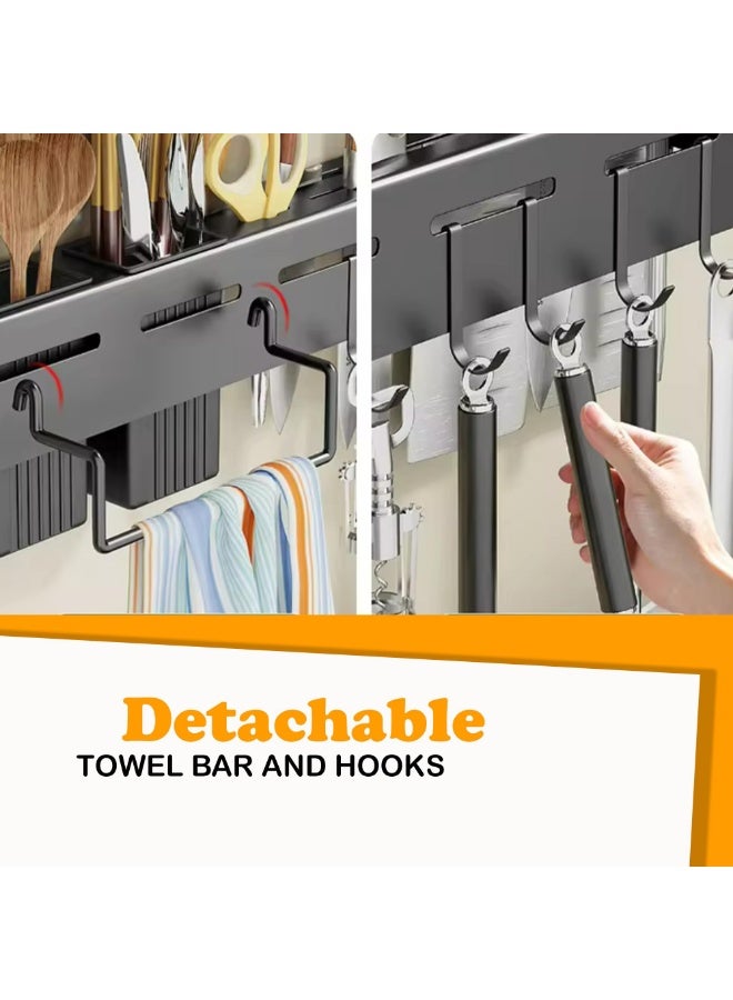 LOKIPA Stainless Steel Wall Mounted Knife Holder with Heavy Duty Adhesive Knife Strip for Wall Storage, Kitchen Knife Organizer for Spoon & Chopsticks, Space-Saving Wall Rack for Kitchen Utensils, Modern Design for Efficient Storage - Image 5