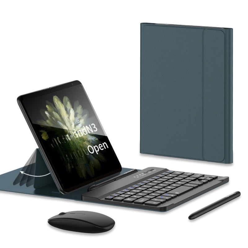 Keyboard Case: Green Premium Leather Construction, Lightweight Design - Integrated Pen Slot, All-in-One Bluetooth Keyboard Mouse Cover for Samsung ZFold5 Travel & Daily Use - Image 1