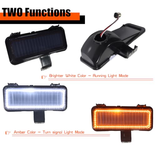 Tonsya For 1981-1982 Chevy PU parking Suburban/Blazer/Chevy PU,1981-1982 GMC PU, Jimmy,1981-1982 GMC Suburban Front Bumper Signal Side Marker lights Smoked Lens Amber/White LED Lens C481820/C481821 - Image 3