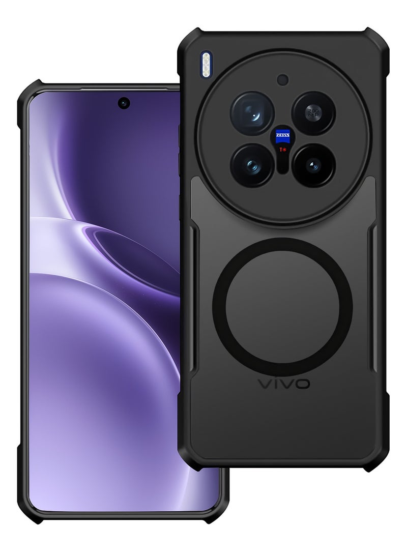 إكسوند غطاء لهاتف Vivo X300 Pro بتصميم إطار مرتفع حول العدسة للحماية من الخدوش، ومصدّ TPU وPC مقاوم للصدمات، متوافق مع MagSafe، بسطح مطفي شبه شفاف مضاد لبصمات الأصابع. - Image 1