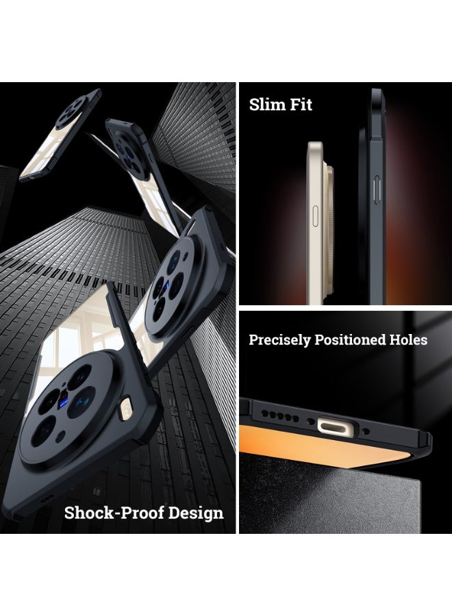 إكسوند غطاء لهاتف Vivo X300 Pro بتصميم إطار مرتفع حول العدسة للحماية من الخدوش، ومصدّ TPU وPC مقاوم للصدمات، متوافق مع MagSafe، بسطح مطفي شبه شفاف مضاد لبصمات الأصابع. - Image 3