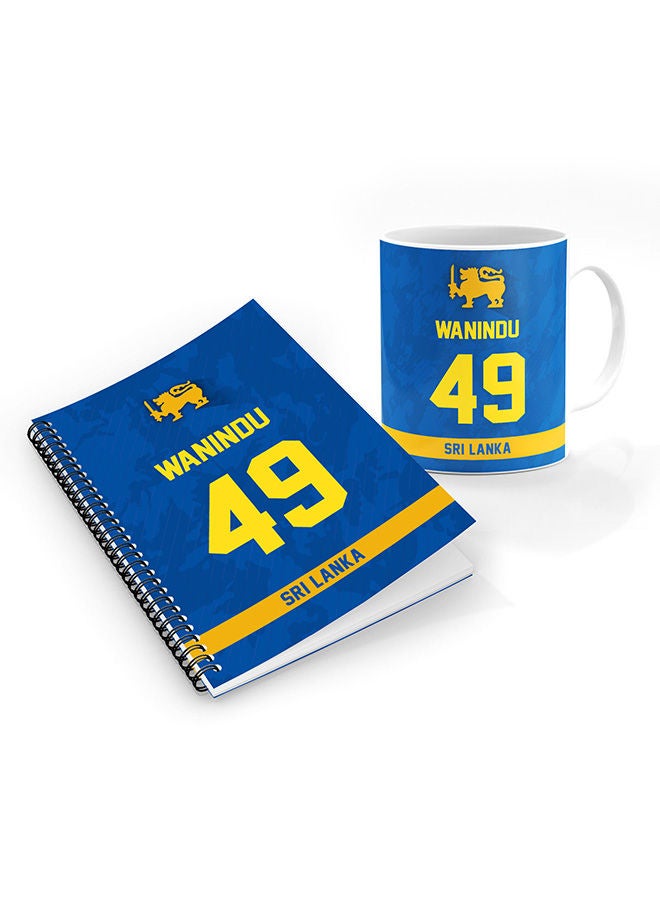 Stylizedd Designer Printed Coffee Mug + A5 Spiral Notebook Memo Notepad Journal Personalised Combo Gift Set  -Player Name - Wanindu Hasaranga, Jersey Number-49 - Image 1