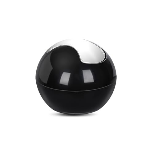 Jaypee Plus Counter Top Bin Plastic Dustbin with Chrome Finish Swivel Top |Light Weight Compact and Stylish Waste Bin for Home and Office Desk |Black - Image 1