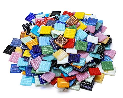 Lanyani 3/4 inch Metallic Glass Mosaic Tiles Variety Mix Color Vitreous Square Mosaic Pieces Tile for Art Crafts - 2 Pounds Bulk - Image 1