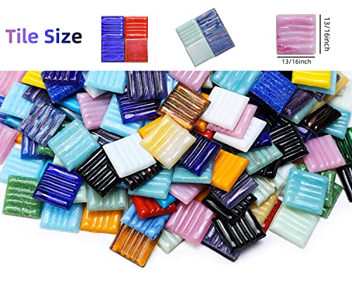 Lanyani 3/4 inch Metallic Glass Mosaic Tiles Variety Mix Color Vitreous Square Mosaic Pieces Tile for Art Crafts - 2 Pounds Bulk - Image 3