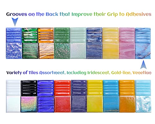 Lanyani 3/4 inch Metallic Glass Mosaic Tiles Variety Mix Color Vitreous Square Mosaic Pieces Tile for Art Crafts - 2 Pounds Bulk - Image 2