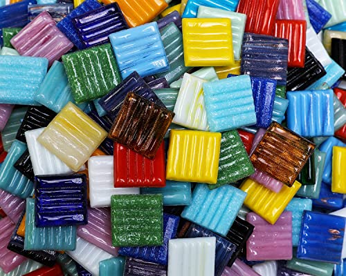 Lanyani 3/4 inch Metallic Glass Mosaic Tiles Variety Mix Color Vitreous Square Mosaic Pieces Tile for Art Crafts - 2 Pounds Bulk - Image 4