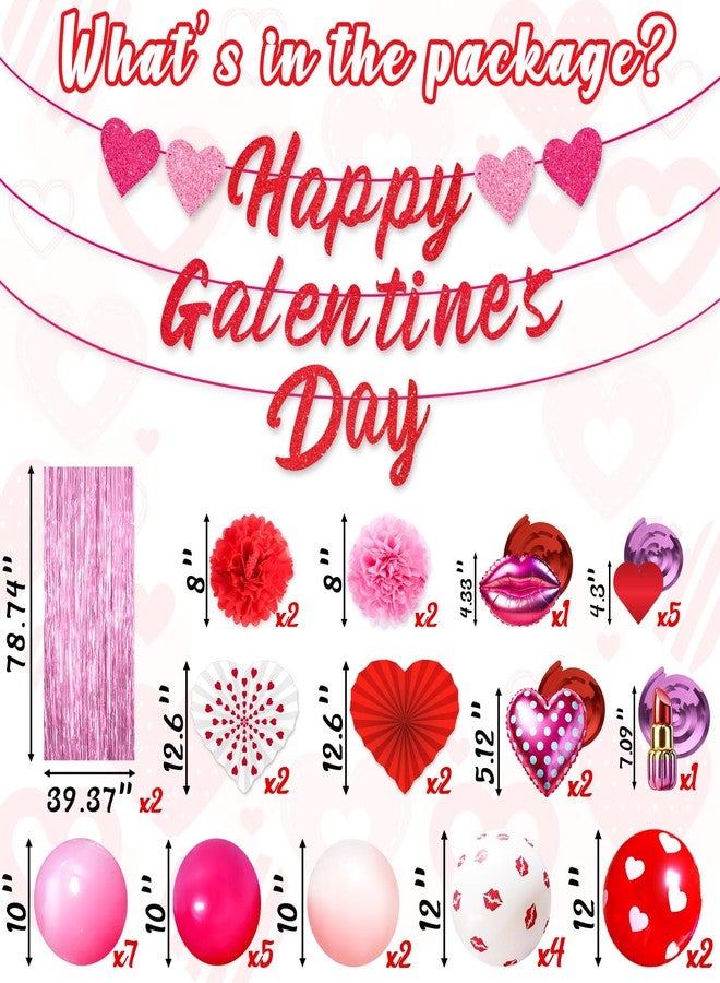 Moon Boat Galentines Day Party Balloons Decorations: Happy Galentine's Decor Heart Banners Hanging Swirls Paper Fans Tinsel Curtain Pom Poms Balloon Garland Arch Kit Party Supplies for the Home - Image 4