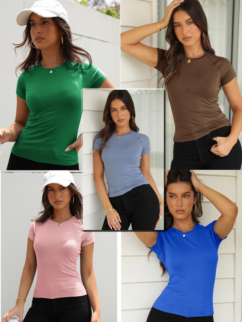 Abardsion Women Casual Raglan Sleeve Crewneck Slim T Shirts - 2026 Spring Summer Basic Activewear Going Out Tops(Black, L) - Image 5