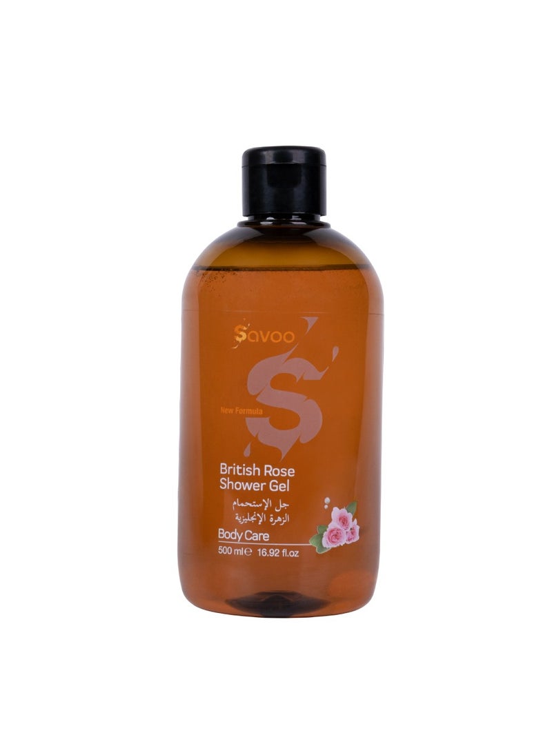 SAVOO British Rose Shower Gel 500ml – Gentle Body Wash for Sensitive Skin | Hydrating & Refreshing with Natural Flower Extracts | Luxurious Milky Formula for Soft, Smooth Skin - Image 1