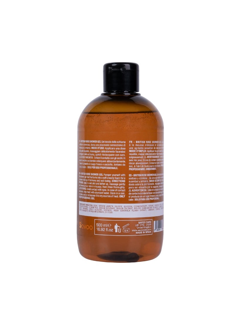 SAVOO British Rose Shower Gel 500ml – Gentle Body Wash for Sensitive Skin | Hydrating & Refreshing with Natural Flower Extracts | Luxurious Milky Formula for Soft, Smooth Skin - Image 2