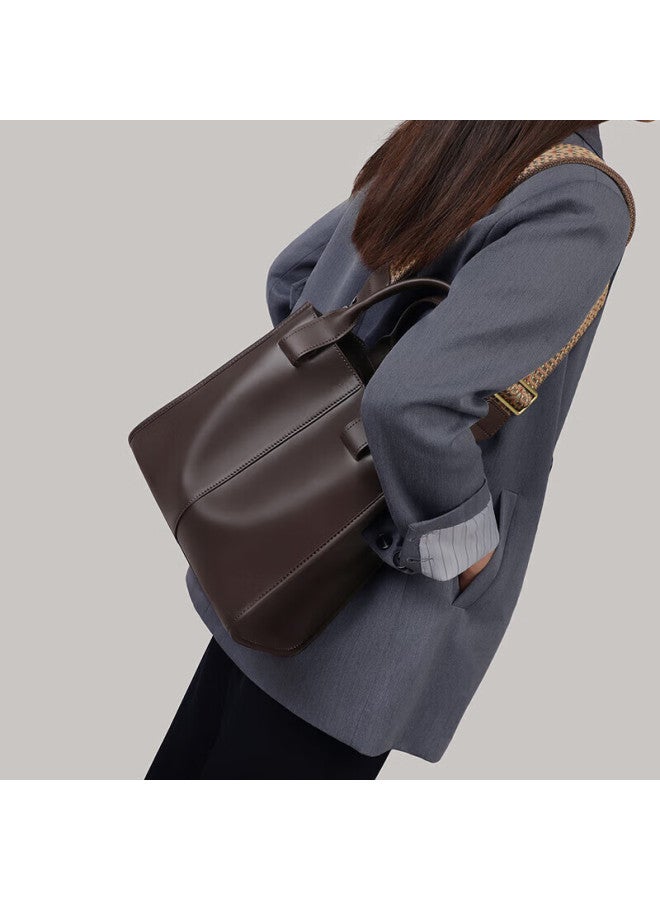 Viney Women's Cowhide Large Capacity Bucket Bag Light Luxury Handbag Crossbody Bag New Year Birthday Gift For Girlfriend Wife - Image 2