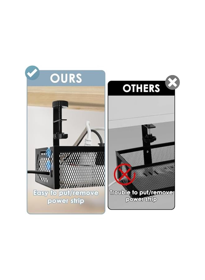 PROMASS Under Desk Cable Management Tray, Cable Management Under Desk No Drill, Cable Management Tray with Desk Clamp for Home Office Standing Desk Wire Management, Black - Image 2