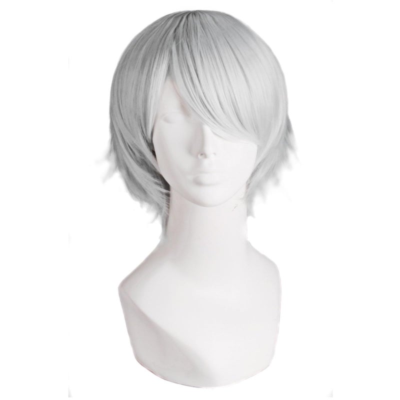 MapofBeauty MapofBeauty (Silver Grey) - Men's Short Straight Wig Cosplay Costume Wig (Silver Grey)  - Image 1