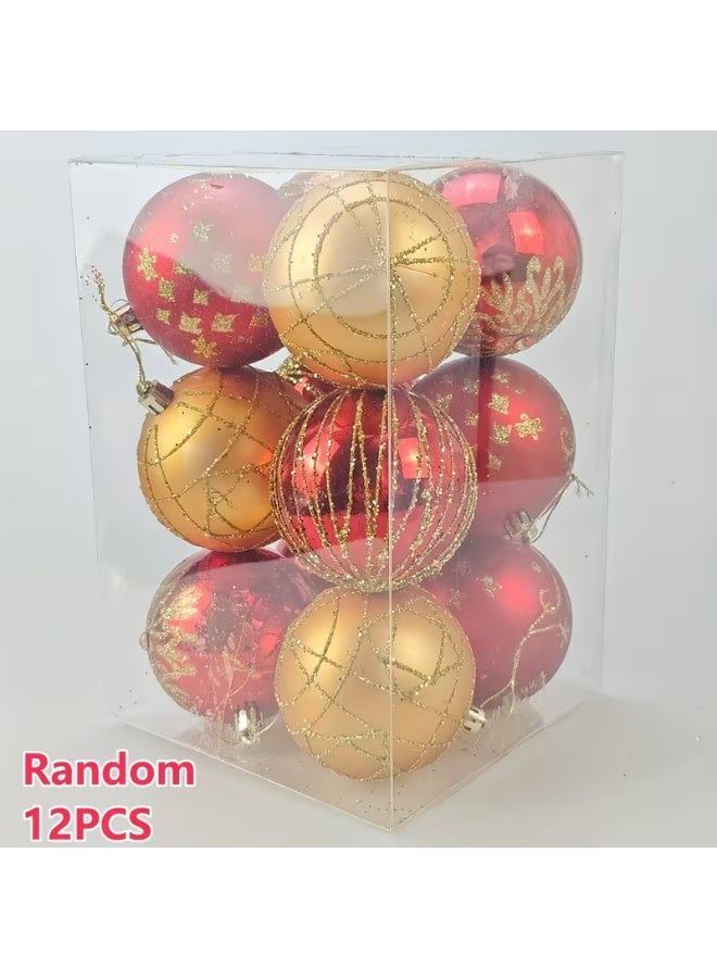erorex 12pcs Red & Golden Christmas Ornaments with Golden Accents – Elegant Spherical Tree Decorations - Image 4