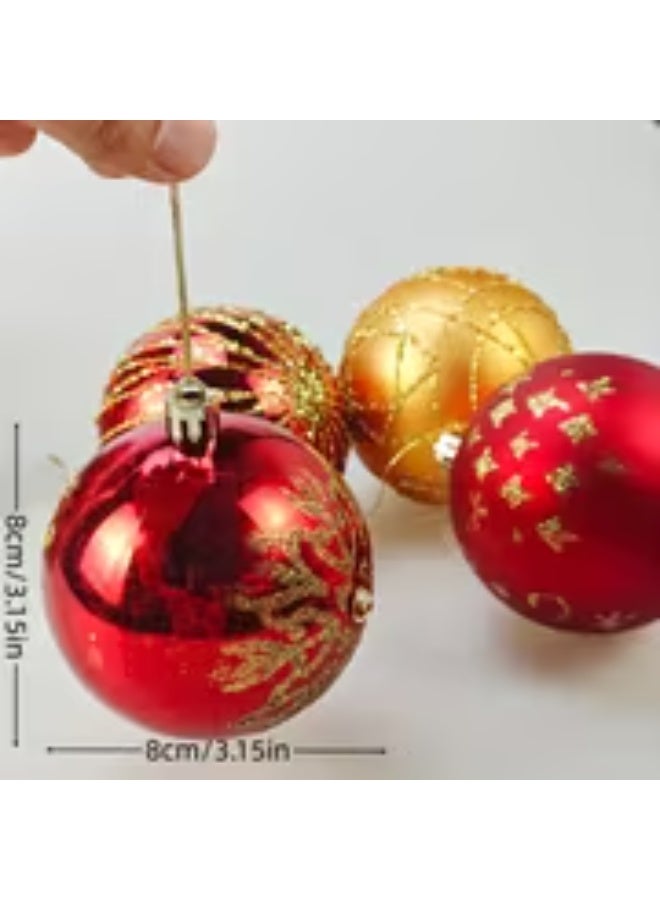 erorex 12pcs Red & Golden Christmas Ornaments with Golden Accents – Elegant Spherical Tree Decorations - Image 2