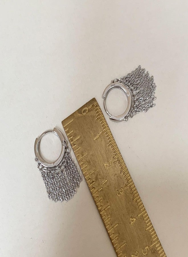 يس ليدي أقراط YESLADY متدلية بشرابة للنساء، أقراط حلقية صغيرة، أقراط فضية صغيرة، مجوهرات مميزة - Image 4